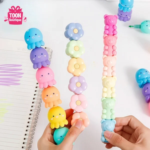 Adorable Cartoon Highlighter Set with 5 Colors