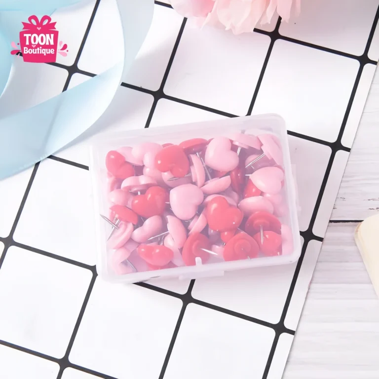 50 Heart Shaped Push Pins in Red & Pink