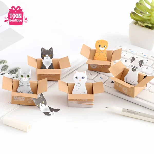 Adorable Cat Memo Pad with Foldable Box